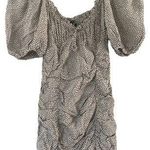 ZARA Draped Polka Dot Mini Short Dress Puff Sleeve Neutral Black Size XS Photo 0