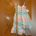 Japna  Plaid Button-Front Tiered Dress – Pastel Boho Cottagecore (Size S) Photo 3