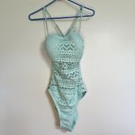 Source Unknown Women's One Piece Crochet Sheer Swimsuit Button Detail Adjustable Straps Size 10 Photo 1