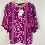 Bob Mackie  New! Wearable Art womens magenta mix  floral top size S Photo 0