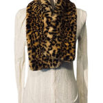 INC International Concepts Tan Leopard Animal Print Faux Fur Scarf Women Sz OS Photo 0