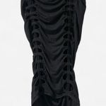 H:ours Revolve black bodycon midi skirt with ruching & cut outs — Size Small Photo 0