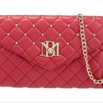 Badgley Mischka NWT Beautiful Red Quilted Crossbody Bag W Gold Accents Photo 0