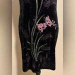 NWT Silver Dragon Black and Purple Crushed Velvet Floral Dress size large Size M Photo 3