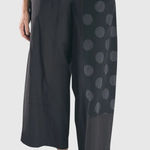 Alembika Urban Flare Pants black cotton blend one leg tonal dot motif size EU 4 Photo 0