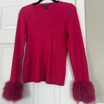 Adrienne Landau  Onyx Fur Trim Cuff Fusica Hot Pink Sweater Ski Resort Photo 5