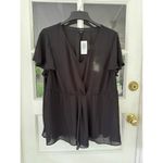 Torrid  Womens V-Neck Peplum Pullover Top Black Sz 2 Polyester New Cap Sleeve GA Photo 5