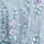 Ivy City Co Lilac/Gray Floral Beaded Ruffled Swiss Dot Maxi Tulle Dress. Purple Size 1X Photo 3