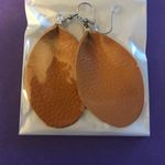 Brand New Camel Tan Teardrop Earrings Faux Leather Photo 5