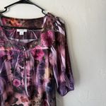Dress Barn Blouse Y2k Medium Sheer Floral Embellished Shirt Top Fairy Whimsigoth Photo 1