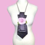 “Dainty Dapper” Purple necktie Necklace with lavender rose adornment Photo 2