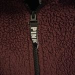 PINK - Victoria's Secret PINK 3/4 Zip‎ Sherpa jacket. Maroon Size Medium. Photo 1