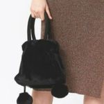 Jayley Faux Fur Pom Bag Black NWT Photo 0
