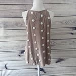 E & M  Tan & White Textured Dot Relaxed Fit Tank Top Photo 4