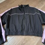 Forever 21 full zip cropped windbreaker jacket black pink 90’s women’s size S Photo 7