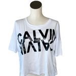 Calvin Klein NWT PERFORMANCE LOGO BOXY CROP TOP LARGE WHITE Photo 4