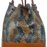 Brahmin  Marlowe Embossed Leather Bucket Bag Bottle Blue Fletcher Photo 8