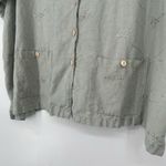 Jane Ashley Vintage  Gray Button Up Shirt Floral Embroidered Pockets Size 3X Photo 4