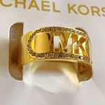 Michael Kors  hollow logo gold tone chunky ring size 7 diamonds crystal paved NIB Photo 1