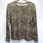 Jones New York Leopard Print Cotton Blend Long Sleeve Top Women’s Size XL Photo 0