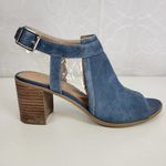 Franco Sarto Harlet Womens Sandals Sz 7.5 Blue Suede Leather Peep Toe Block Heel Photo 8