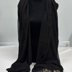 None Elegant Black Scarf with Animal Print Trim Photo 0