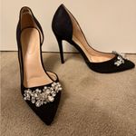 Bella Marie Black Vegan Faux Suede Stiletto Heels with Crystal Details Size 10 Photo 3