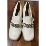 Nine West Loafer Chunky Heeled Chain Accent Off-White Shoes Women’s 9M Academia Photo 2