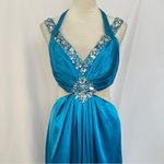 Teal Blue‎ Dress Size 8 Beaded Evening Party Cocktail Prom Bedazzled Rhinestone Blue Photo 1