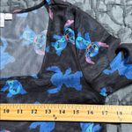 Disney  Stitch junior long sleeve XL mesh top square neck black blue Photo 3