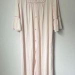 Vtg ShadowLine Pink Embroidered Lace Bell Sleeves 3/4 Nightgown Med 🕶️ Photo 0