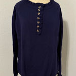 Btfbm Navy Blue Women's Sweater with Button Detail Photo 0