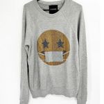 Le Superbe Keep Smiling Face Mask Sweatshirt in Gray Gold Size XS Photo 1