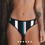 Cupshe  women’s XXL‎ Blue White And Black Striped Bikini bottoms Photo 0