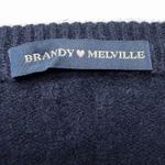 Brandy Melville  Women's OS 100% Wool Cable Knit V Neck Sweater Navy Preppy Italy Photo 8