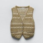 ZARA NWT  JEWEL BUTTON JACQUARD VEST Photo 9