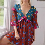 Anthropologie Small NEW Ruffle V Neck Sleep Mini Dress Baydoll Floral Boho Photo 0