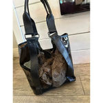 No Boundaries  NB211129 Black Leather Mesh Beach Tote Bag Photo 2