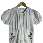 Lisa Says Gah White Floral Embroidered Puff Sleeve A-Line Midi Dress Size Small Photo 6