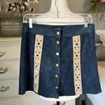 Anna Grace Western Faux Suede A Line Skirt Navy Blue Cowboy  Womens Small Mini Photo 2