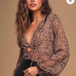 Lulus  Having A Moment Taupe Leopard Print Balloon Sleeve Top Photo 0