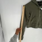 Forever 21 Olive Green Ribbed Women's Zip Front Cropped Hoodie Jacket Size M Photo 9