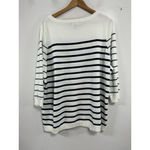 Lands' End Womans Pullover Sweater White Blue Stripe 2 X 20W-22W 3/4 Sleeve Photo 1
