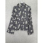ASOS Women's Button Down Shirt Black Gingham Floral Wide Sleeve Size 4 Sheer Photo 1
