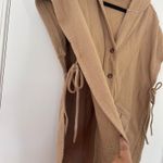 Pilcro Anthropologie  Tan Sleeveless Hooded Vest Button Tie Sides Poncho XXS/XS‎ Photo 5