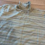 Akris  Women’s Green Blue Striped Short Sleeve Cashmere Silk Sweater Size 10 Photo 1