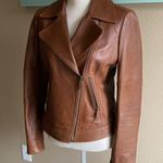 Brooks Brothers size 4 Women’s Brown Leather biker Jacket Photo 2