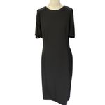 Calvin Klein Classic Black Dress with semi sheer pleated short sleeves Size 8 Photo 11