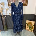 Lilly Pulitzer Cristiana Long Sleeve Chiffon Blue and Gold Midi Dress ~ Sz 00 🧡🍄 Photo 3