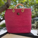 Pink Woven Tote Bag Photo 0